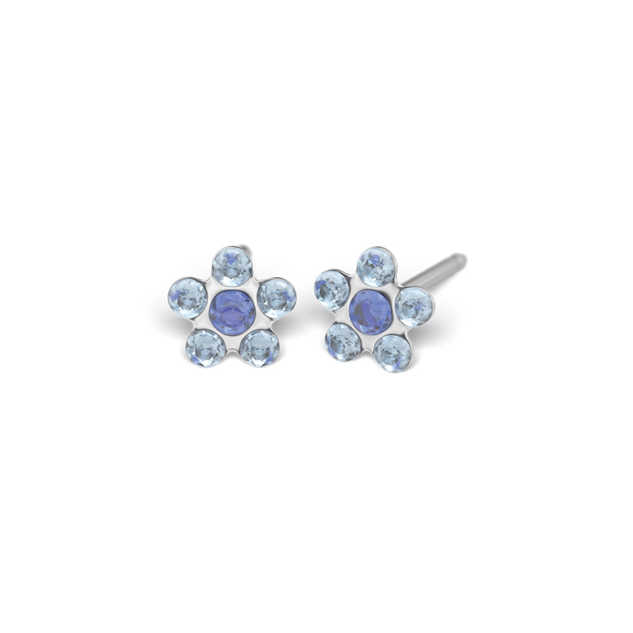 STUDEX auskari 158 - Daisy 5mm, Light Sapphire & September Sapphire, Surgical Stainless Steel