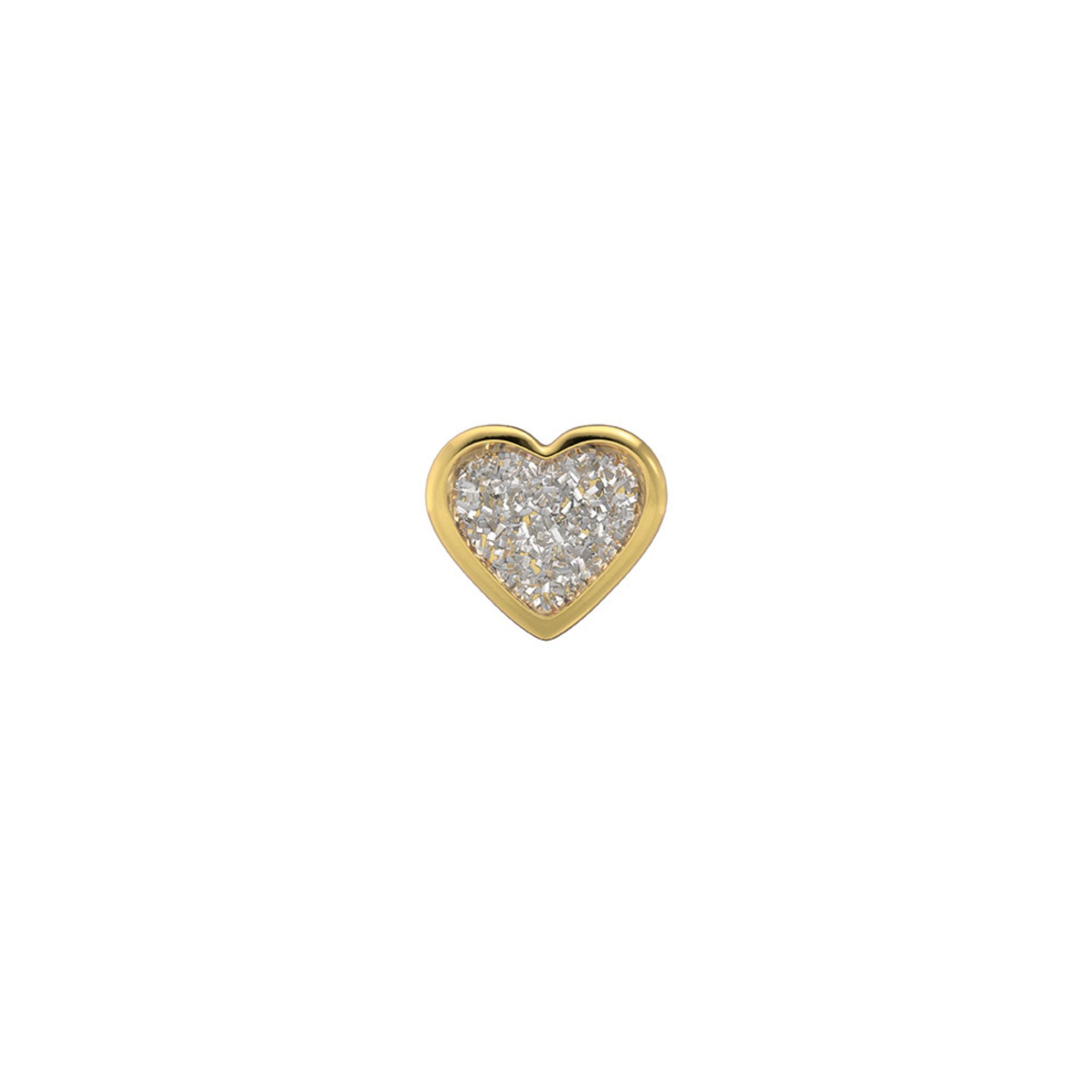 STUDEX 224 - Glitter, Heart White, Gold Plated, 6mm