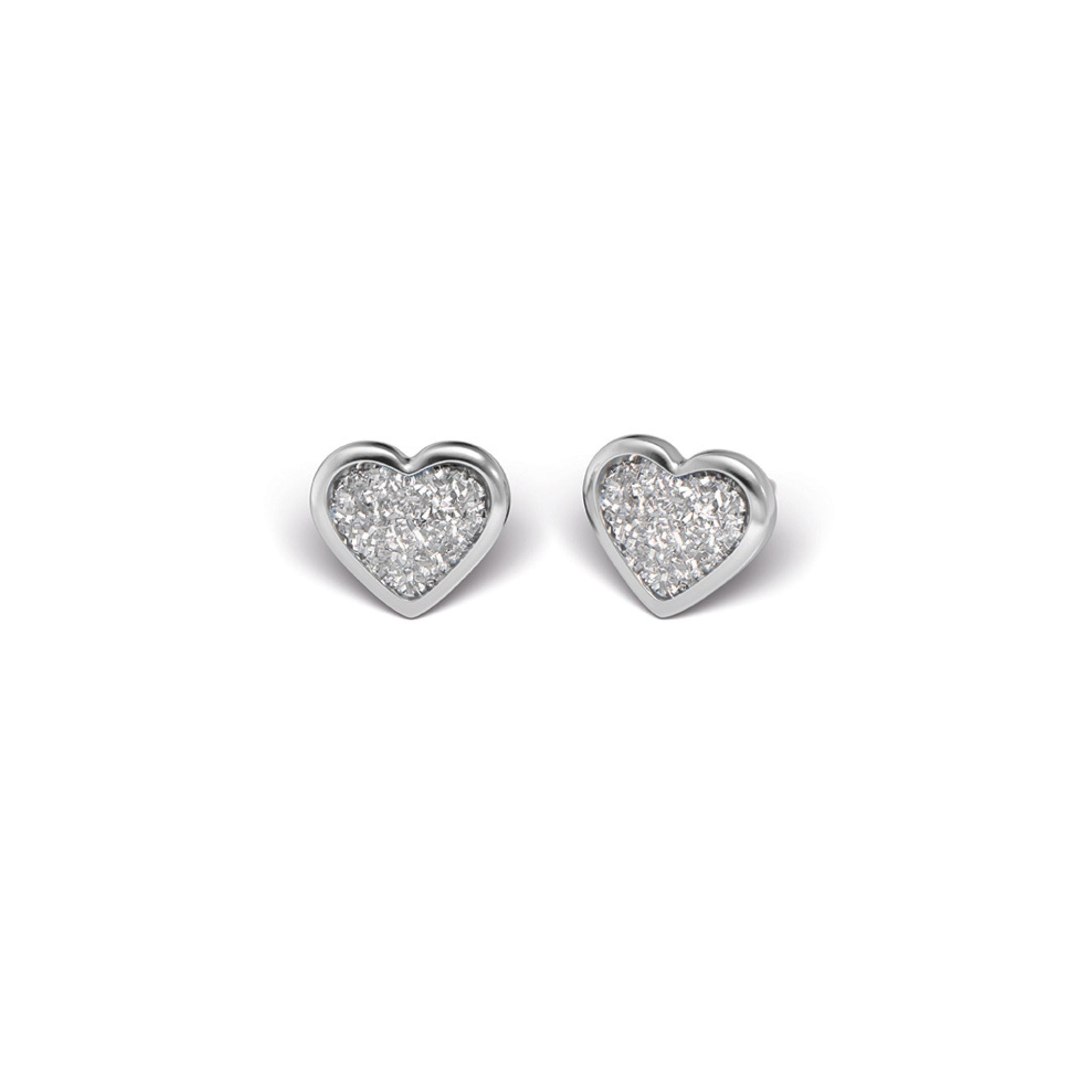 STUDEX auskari 225 - Glitter, Heart White, Surgical Stainless Steel, 6mm