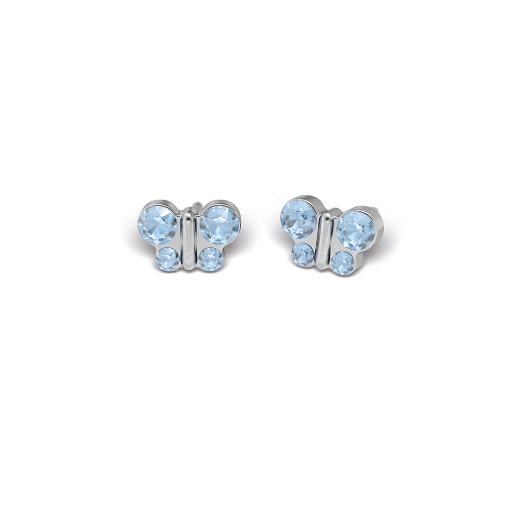 STUDEX 344 - Butterfly, March Aquamarine, Surgical Stainless Steel, 5x7mm