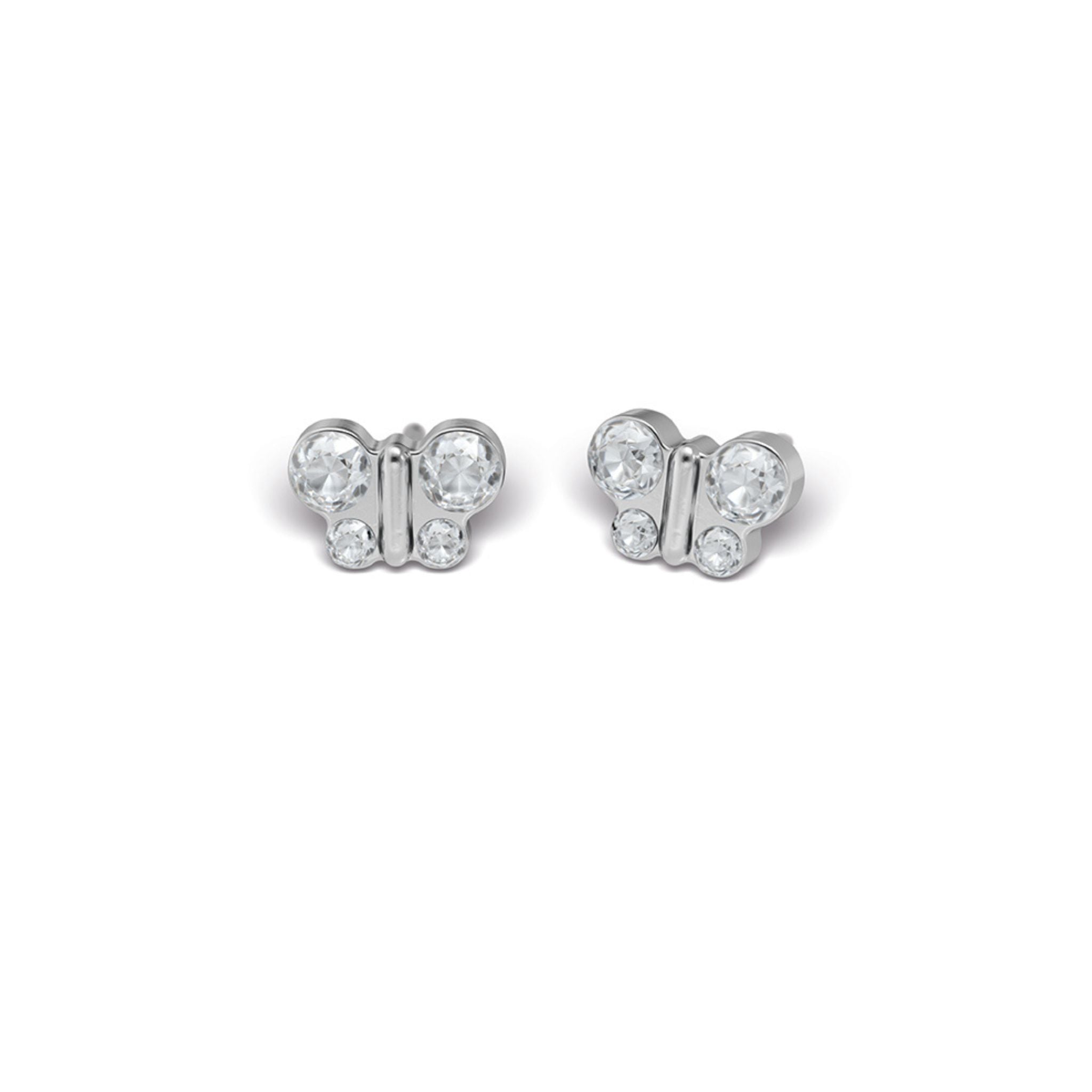 STUDEX 345 - Butterfly, April Crystal, Surgical Stainless Steel, 5x7mm